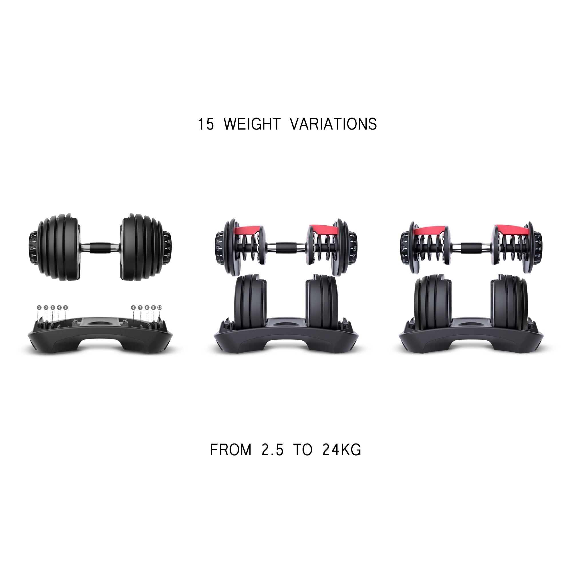 24kg Adjustable Dumbbells - Pair